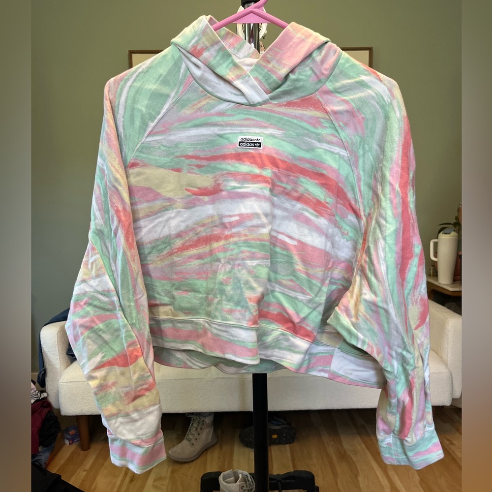 adidas Pastel Tie-Dye Hoodie in Mint, Pink, White